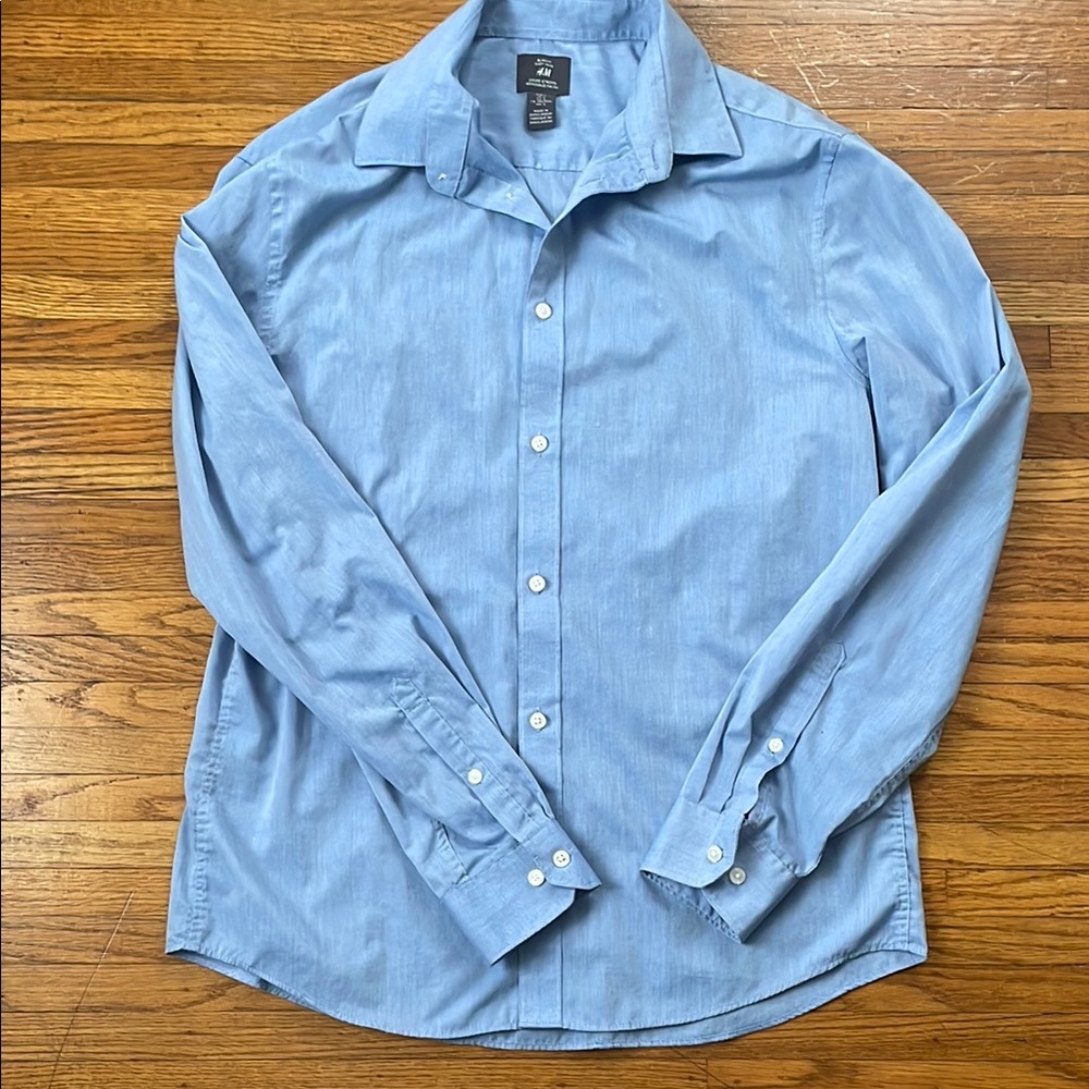 Men's Blue Button-Up Shirt